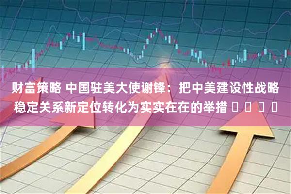 财富策略 中国驻美大使谢锋：把中美建设性战略稳定关系新定位转化为实实在在的举措 ​​​​